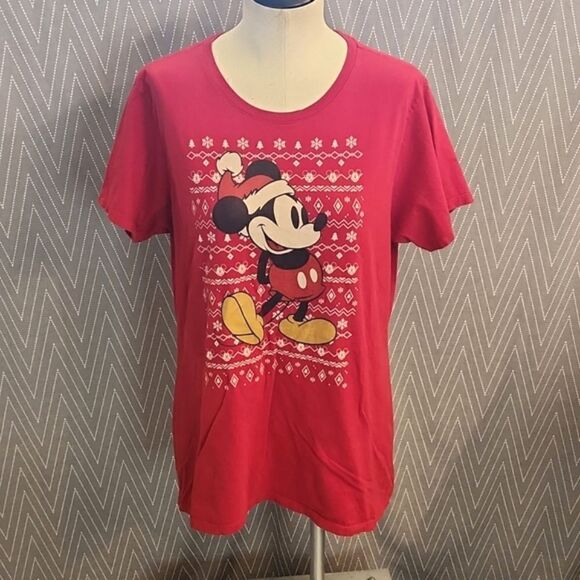 Mens Mickey Mouse Red Christmas Tee By Disney Size XL. - Picture 6 of 13
